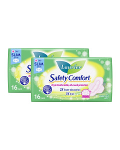 Laurier Safety  Comfort Day  Slim Wing  22.5cm 16's - Carton