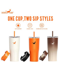 Cheerful Goat Double Wall Stainless Vacuum Ceramic Lined Coffee Cup (600ml/21oz)  - Pack