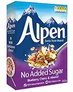 Alpen No Added Sugar Blueberry - Carton