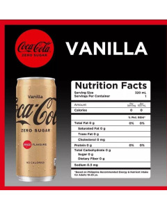 Export COCA COLA ZERO VANILLA 320ML X24- 20fcl - Carton 