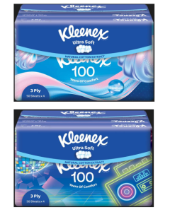 Kleenex 3-Ply Soft Pack 3Ply Limited Edition Facial Tissue 4 x 50's - Carton