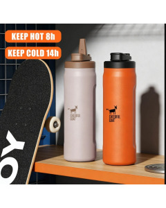 Cheerful Goat Insulated Lined Stainless Steel Coffee Thermos Sports Bottle(720ml/25.5oz)  - Pack