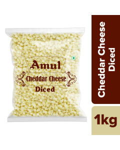 Amul Cheddar Cheese Diced 12X1KG-Carton