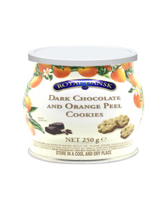 Royal Dansk Dark Chocolate & Orange Peel Cookies - Case