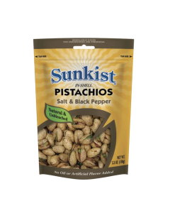 Sunkist Salted & Pepper Pistachio Nuts - Carton