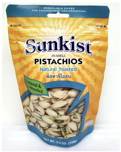 Sunkist Natural Toasted Unsalted Pistachio Nuts - Carton