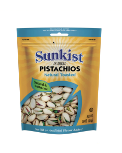 Sunkist Natural Toasted Unsalted Pistachio Nuts - Carton