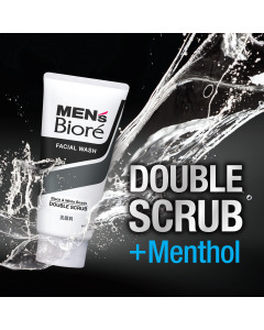 Men's Biore Double Scrub with Black & White Beads 130G-Carton