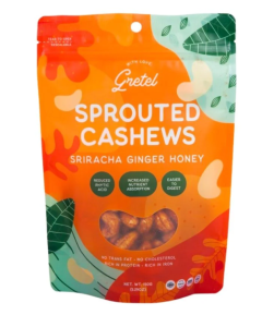 With Love, Gretel Sprouted Cashews Sriracha Ginger Honey 150g - Carton