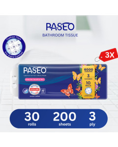 PASEO TOILET ROLL 3PLY 200S 10R x 10 (BUTTERFLY)