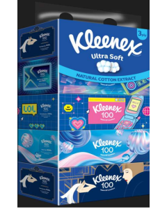 Kleenex 3-Ply Ultra Soft Facial Tissues Limited Tissue 5 x 100's - Carton