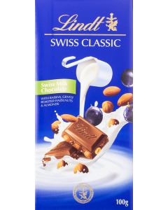 Lindt Swiss Classic Milk Raisin Nut Chocolate - Carton