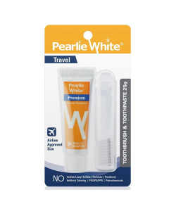 Pearlie White Travel Toothbrush with Premium Toothpaste - Case