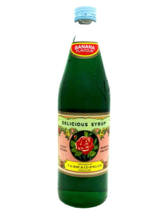 T.G. Kiat Rose Brand Banana Syrup Glass Bottle - Case