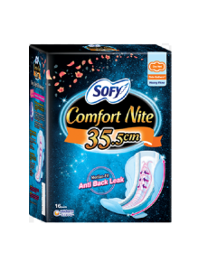Sofy Comfort  Night Slim Wing 35.5cm 16's (Side Gathers) - Carton
