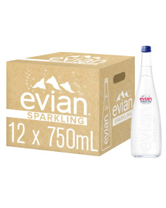 Evian Sparkling Natural Mineral Water GLASS - Carton