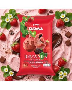 TATAWA STRAWBERRY FLAVOURED CREAM FILLED BROWNIES 100G X 24-Carton