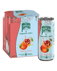 Maison Perrier France & Magnetic Juice Peach & Cherry Delightful Fusion of Fruity Flavors Refreshing Sparkling Beverage Drink- Carton