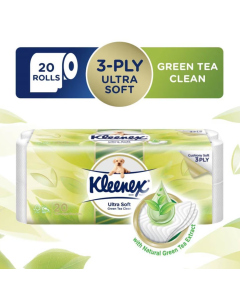 Kleenex 3-Ply Ultra Soft Green Tea Toilet Rolls 20 x 200's - Carton