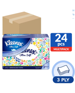 Kleenex Ultra Soft Pack 3ply Floral - Carton