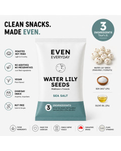 Even Everyday Sea Salt Water Lily Seeds | Lightly Salted Clean Snack Packs - Carton