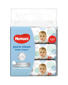 Huggies Pure Clean Baby Wipes - 64's - Carton