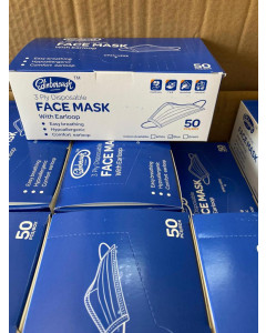 Edinborough 3 Ply Disposable Face Masks - Carton