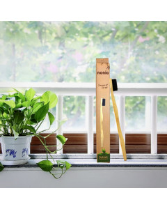 Nonic Octave Bamboo Toothbrush Soft Charcoal Bristles 12s - Case