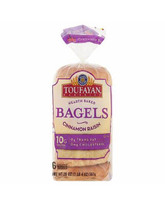 Toufayan Bakery Cinnamon Raisin Bagels (6ct) - Carton