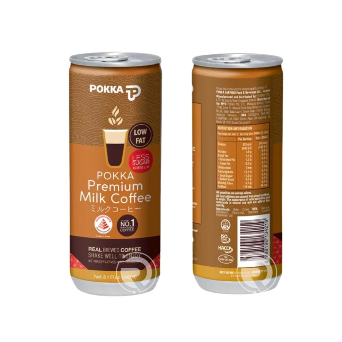 Pokka Premium Milk Coffee Less Sugar Slim Can Carton