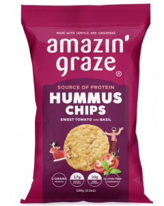 Amazin' Graze Sweet Tomato & Basil Hummus Chips - Carton