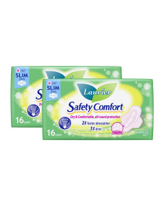 Laurier Safety  Comfort Day  Slim Wing  22.5cm 16's - Carton