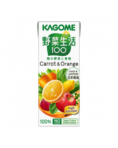 Kagome Drink VTO Yasai Seikatsu 100 Carrot and Orange - Carton