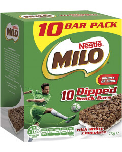 Milo Snack Bars Dipped with White Chocolate 10 Pack - Carton