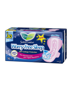 Laurier Safety  Comfort Worry Free Sleep  Night Wing  30cm 16's - Carton