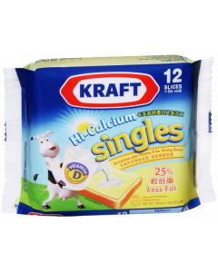 Kraft Hi-Calcium Single's 25% less fat Cheddar Cheese 12 Slices - Carton