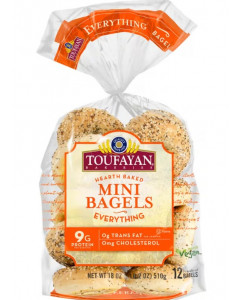 Toufayan Classic Plain Mini Bagels (12ct) - Carton