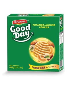 BRITANNIA GOOD DAY PISTA BADAM 600GM (FAMILY PACK 6X8X75GM) Carton