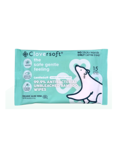 Cloversoft Unbleached Bamboo Organic Antibacterial Wipes 15 sheets - Carton