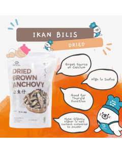 Crystal of the Sea - Dried Brown Anchovy 80G / Ikan Bilis (Low Salt) - Carton