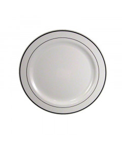 Sabert 7.5" Round Plate with Silver Rim - Carton