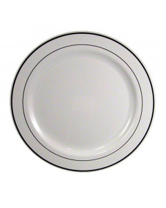 Sabert 10.25" Round Plate with Silver Rim - Carton