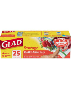 GLAD ZIPPER STORAGE BAG 25'S - Carton