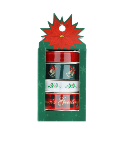 REDMAN RIBBON XMAS RED GREEN WHITE SET OF 4X1YD - Carton