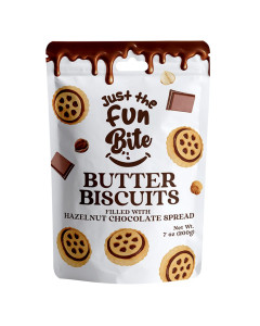 Fun Bite Butter Biscuits Filled with Hazelnut Chocolate Spread 200g-Carton