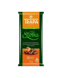 Trapa Sugar Free Superfine Milk Chocolate Tablet With Stevia Gluten Free And 0 Percent Added Sugar 75g-Carton
