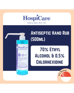 HospiCare Antiseptic Hand Rub (500ml) w/ 70% Ethyl Alcohol & 0.5% Chlorhexidine - Carton