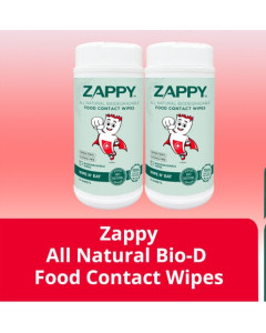 Zappy All Natural FoodContact Wipes Canister - 70sheets-Carton