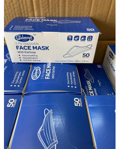 Edinborough 3 Ply Disposable Face Masks - Carton
