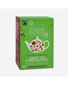English Tea Shop Green Tea Pomegranate Fairtrade Organic 20 Sachet - Case